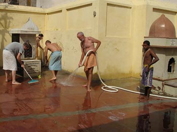 Cleaning Samadhi Garden Area