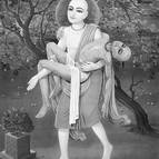 Sri Caitanya Mahaprabhu carrying Haridasa ThakuraCarya