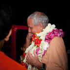 Srila Guru Maharaja Accepting Garlands from Devotees