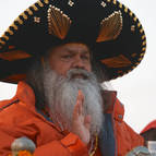 Hindu Guru, Swami Maheshwarananda in a Sombrero