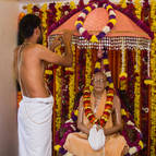 Advaita Decorating Prabhupada's Samadhi