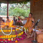 Giri Maharaja and Gaura-Gopala Performing the Yajna